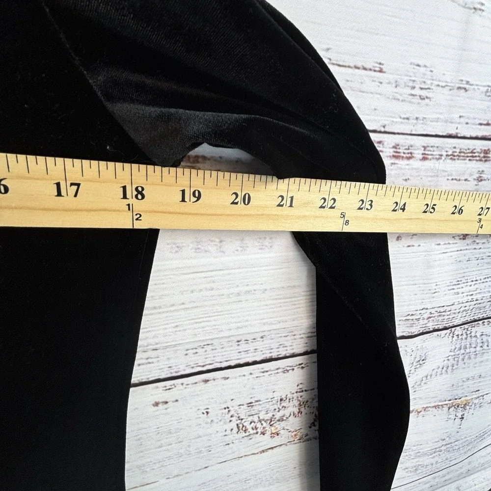 Vintage Tunic Libra L Black Velvet V-Neck Side Slit Long Sleeve Top